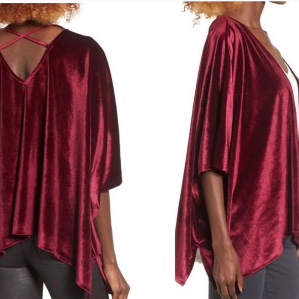 4/25$ Angie Velvet Velour Cardigan Kimono Red